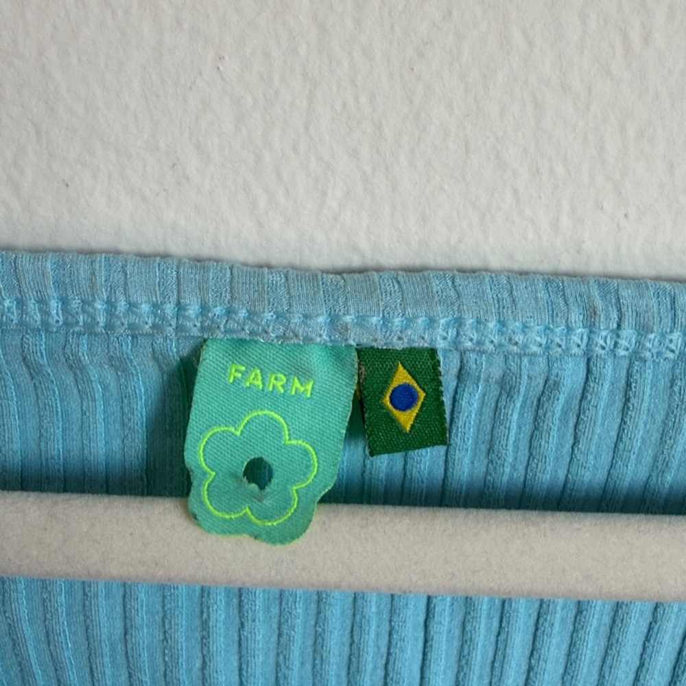 Farm Rio Teal Ribbed Crop Top - Picture 2 of 3